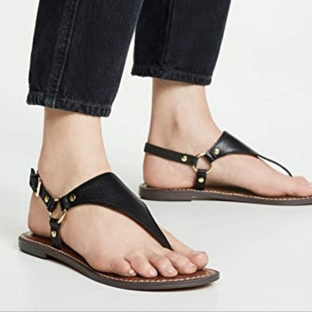 Sam Edelman Greta Black Leather Thong Sandals
